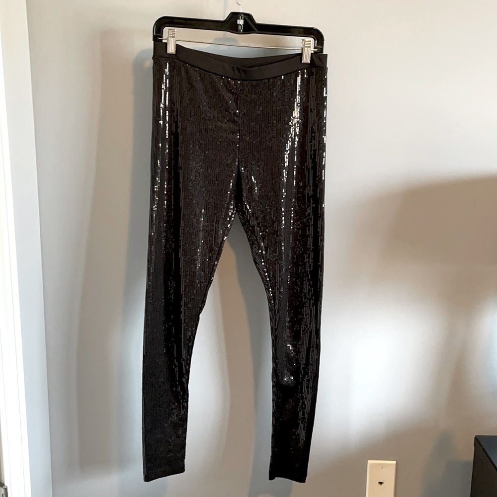 Nordstrom sequin leggings medium black